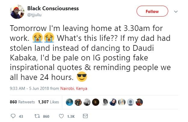 Black consciousness tjjullu follow tomorrow i'm leaving home at 3.30am for work.