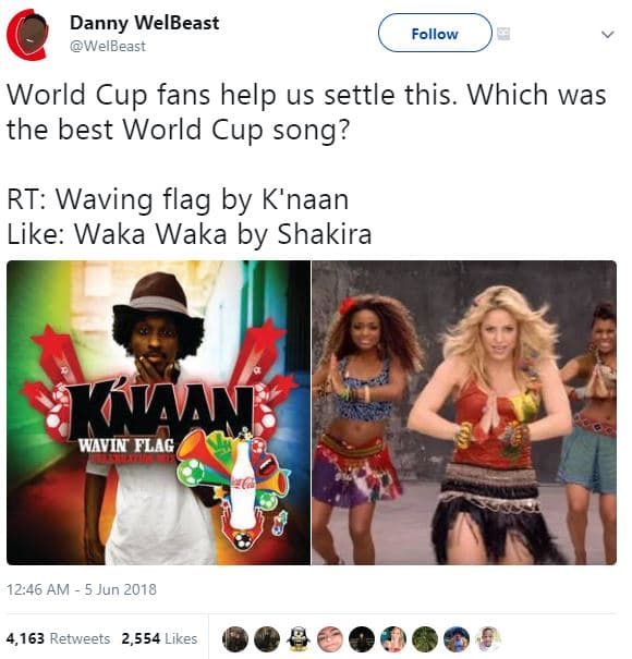 Danny welbeast welbeast follow world cup fans help us settle this. which was the