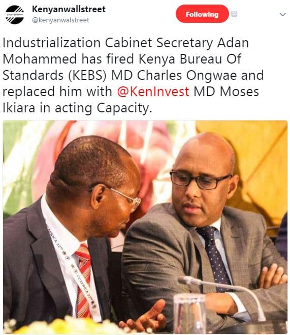 Kenyanwallstreet kenyanwalstreet following industrialization cabinet secretary a