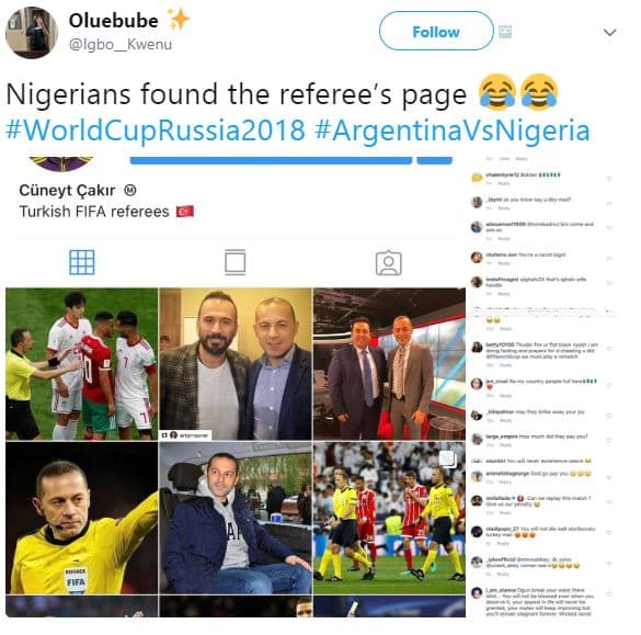 Oluebube igbo kwvenu follow nigerians found the referee's page worldcuprussia201