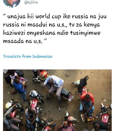 Njiiru unajuc hii world cup iko russia na juu russia ni maadui na u,s., tv 2a ke