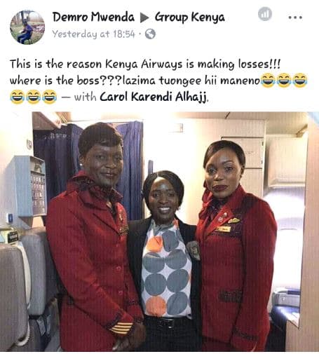 Demro hwenda group kenya yesterday gt 18.54 this is the recson kenya airways is