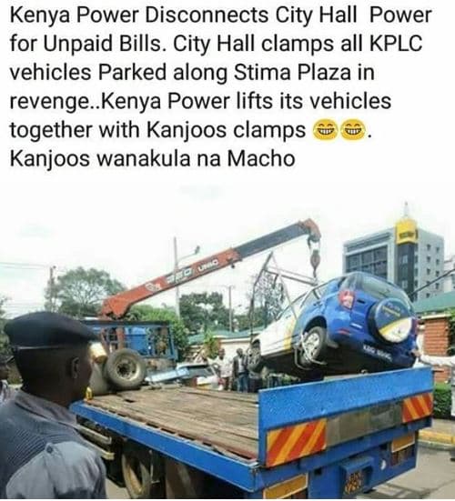 Kenya power disconnects city hall power for unpaid bills. city hall clamps all k