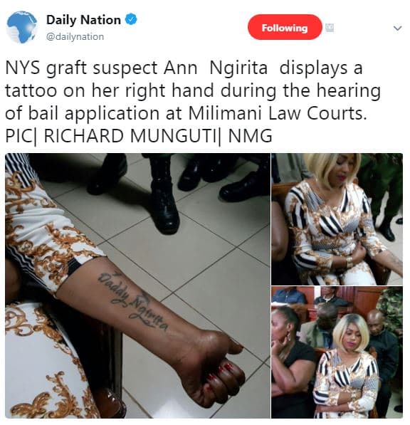 Daily nation dailynation following nys graft suspect ann ngirita displays a tatt