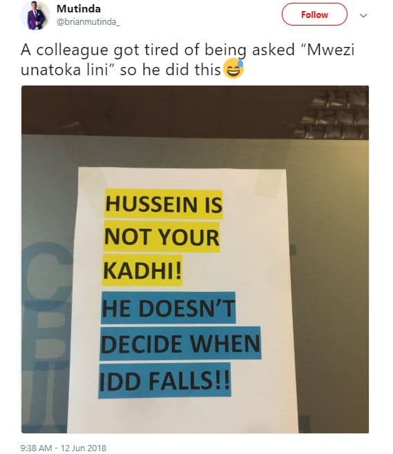 Mutinda brianmutinda follow colleague got tired of being asked mwezi unatoka lin