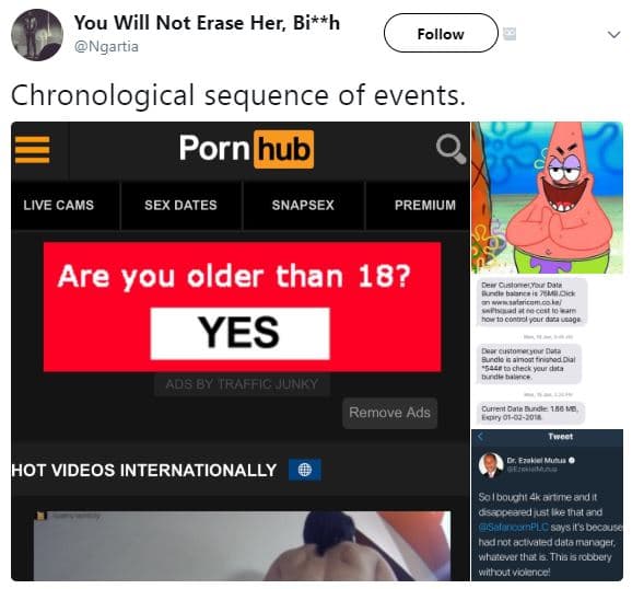 You will not erase her, bih ngartia follow chronological sequence of events. por