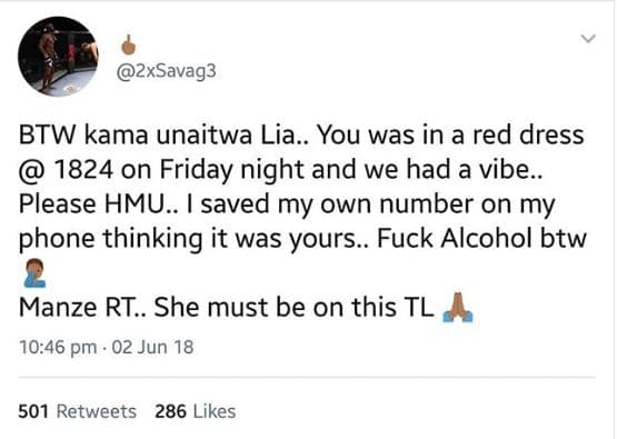 2xsavag3 btw kama unaitwa lia.. you was in a red dress on friday night and we ha