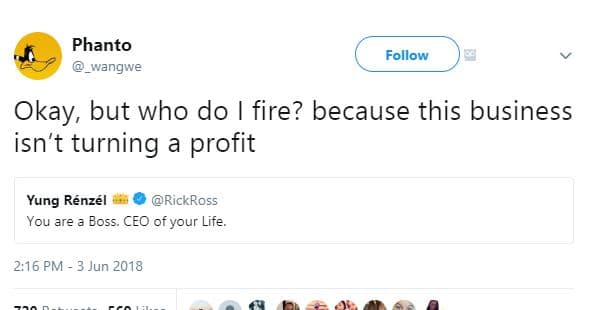 Phanto wangwe follow okay, but who do fire? because this business isn't turning