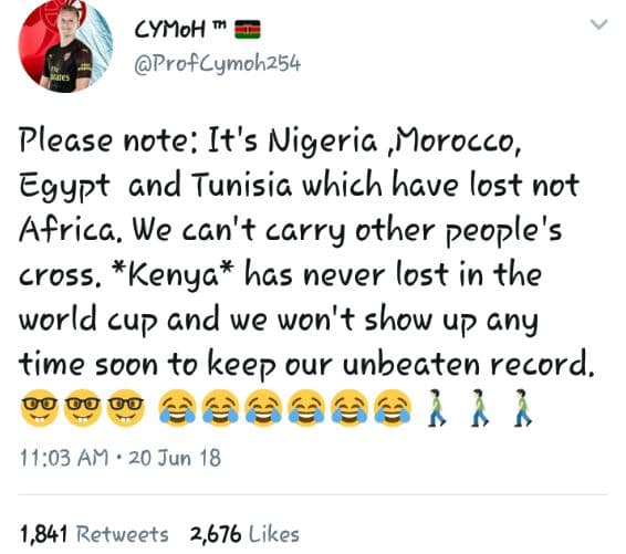 Cymoh profcymoh254 please note it's nigeria morocco, egypt and tunisia which hav