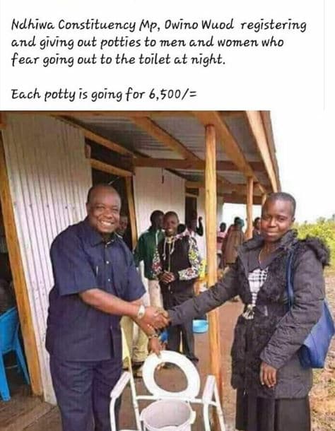 Ndhiwa constituency mp, owino wuod registering and giving out potties to men and