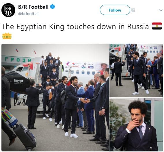Br football brfootball follow the egyptian king touches down in russia egypt