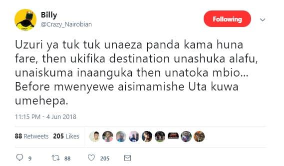 Billy crazy_nairobian following uzuri ya tuk tuk unaeza panda kama huna fare, th