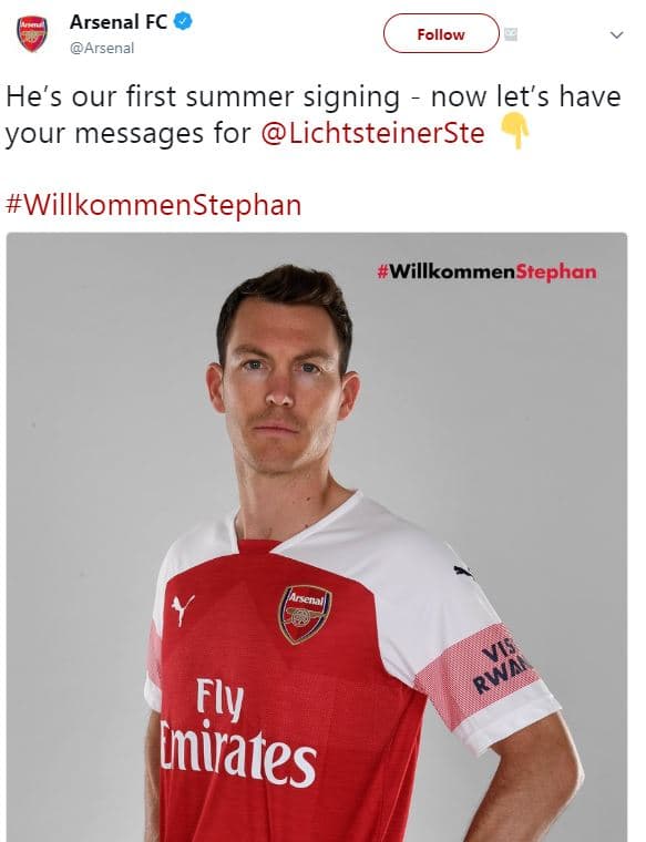 Arsenal fc arsenal follow he's our first summer signing now let's have your mess