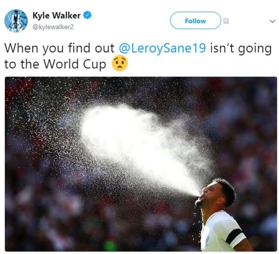 Kyle walker kylewalkerz follow when you find out leroysane19 isn't going to the