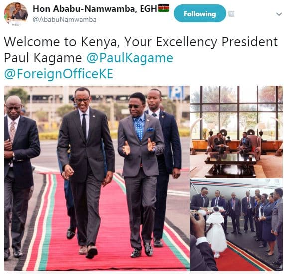 Hon ababunamwamba, egh ababunamwamba following welcome to kenya your excellency