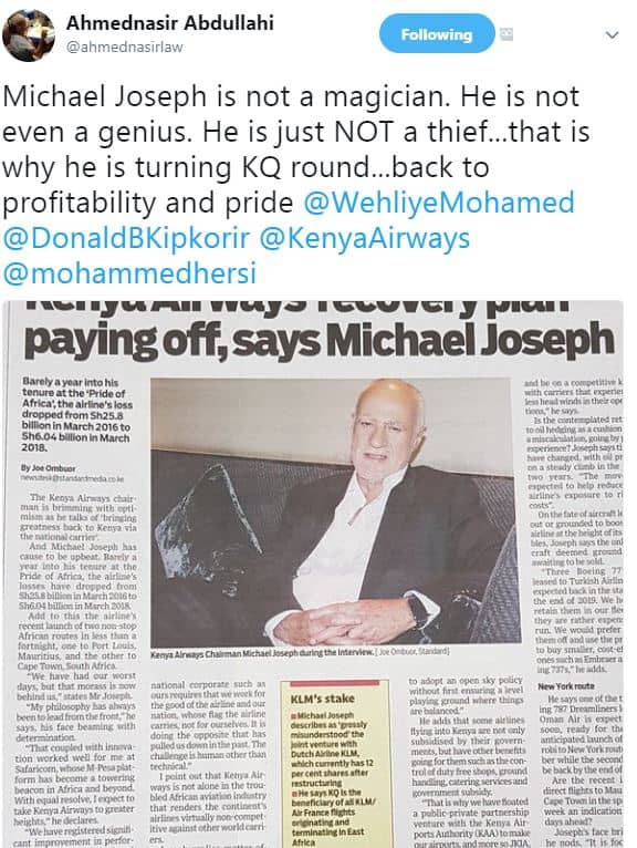 Ahmednasir abdullahi ahmednasirlaw following michael joseph is not a magician he