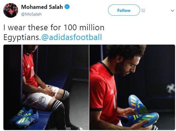 Mohamed salah mosalah follow wear these for 100 million egyptians. adidasfootbal