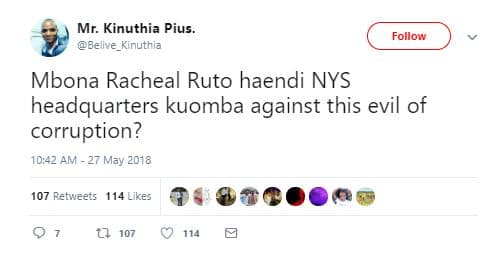 Mr. kinuthia pius. belive_kinuthia follow mbona racheal ruto haendi nys headquar