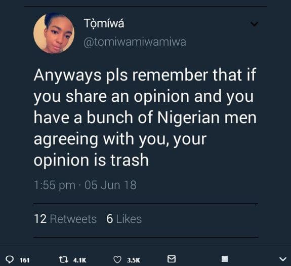 Tàmíwá tomiwamiwamiwa anyways pls remember that if you share an opinion and you