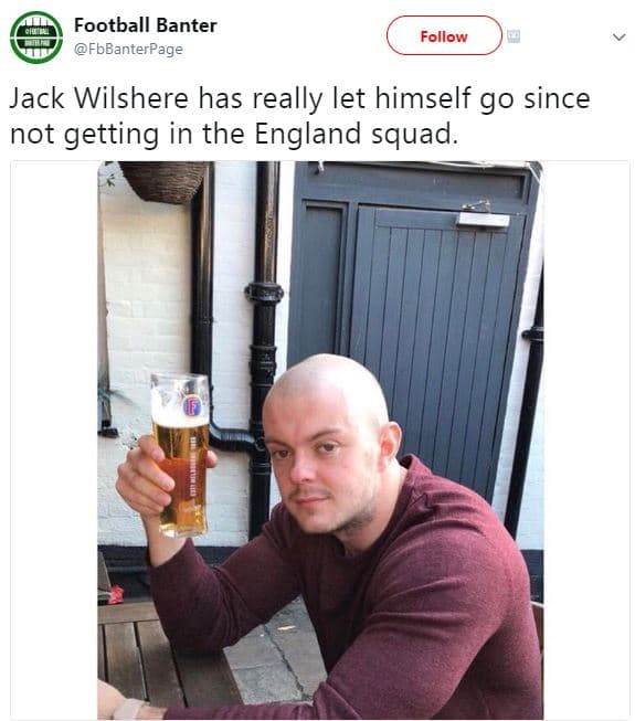 Football banter fbbanterpage follow jack wilshere has really let himself go sinc