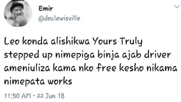Emir doclewisville leo konda clishikwa yours truly stepped up nimepiga binja aja