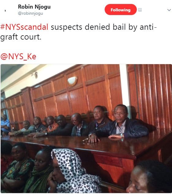 Robin njogu robinnjogu following nysscandal suspects denied bail by anti graft c