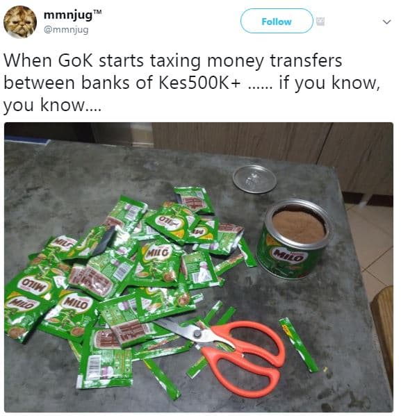 Mmnjug mmnjug follow when gok starts taxing money transfers between banks of kes