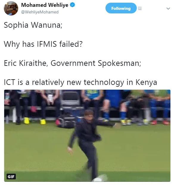 Mohamed wehliye wehlivemohamed following sophia wanuna why has ifmis failed? eri