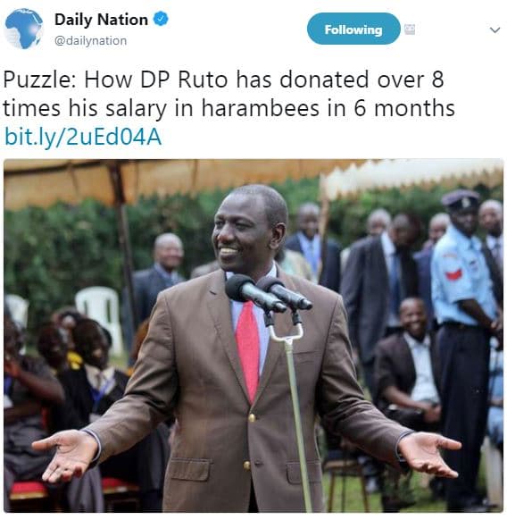 Daily nation dailynation following puzzle how dp ruto has donated over 8 times h