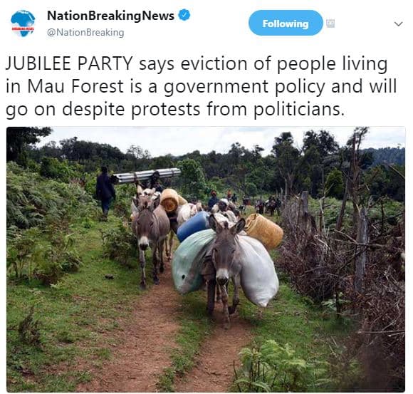 Nationbreakingnews nationbreaking following jubilee party says eviction of peopl