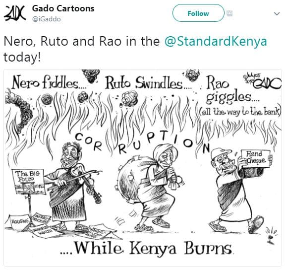 Adk gado cartoons igaddo follow nero, ruto and rao in the standardkenya today! n