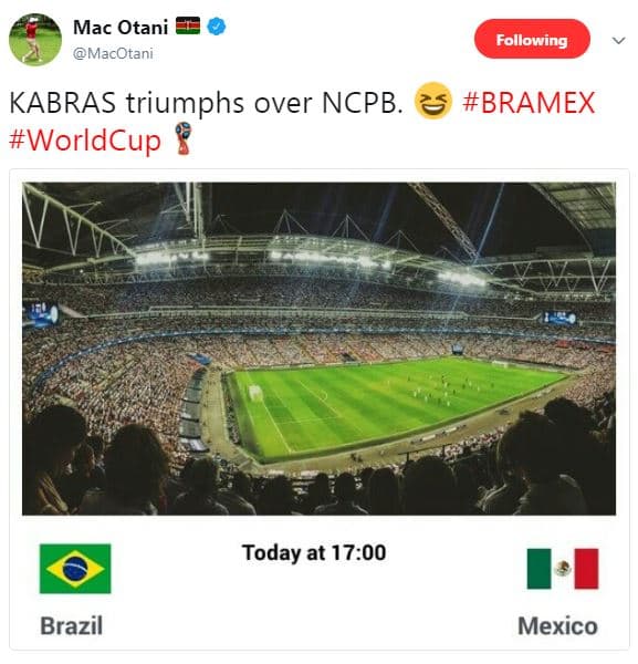 Mac otani macotani following kabras triumphs over ncpb. worldcup bramex today at