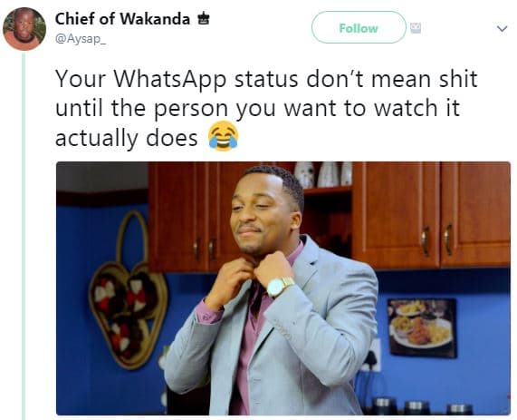 Chief of wakanda follow aysap_ your whatsapp status don't mean shit until the pe