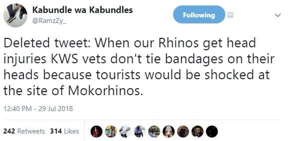 Kabundle wa kabundles ramzzy _ following deleted tweet when our rhinos get head