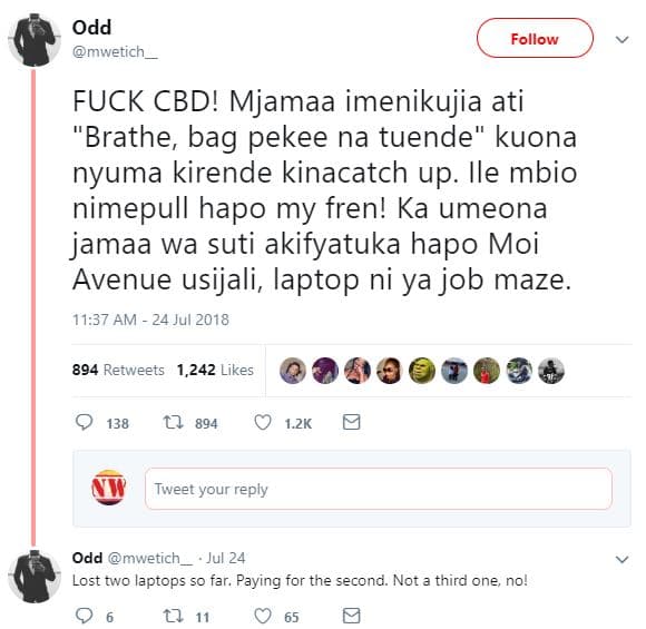 Odd mwetich follow fuck cbd! mjamaa imenikujia ati brathe bag pekee na tuende' k