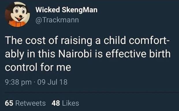 Wicked skengman trackmann the cost of raising a child comfort ably in this nairo
