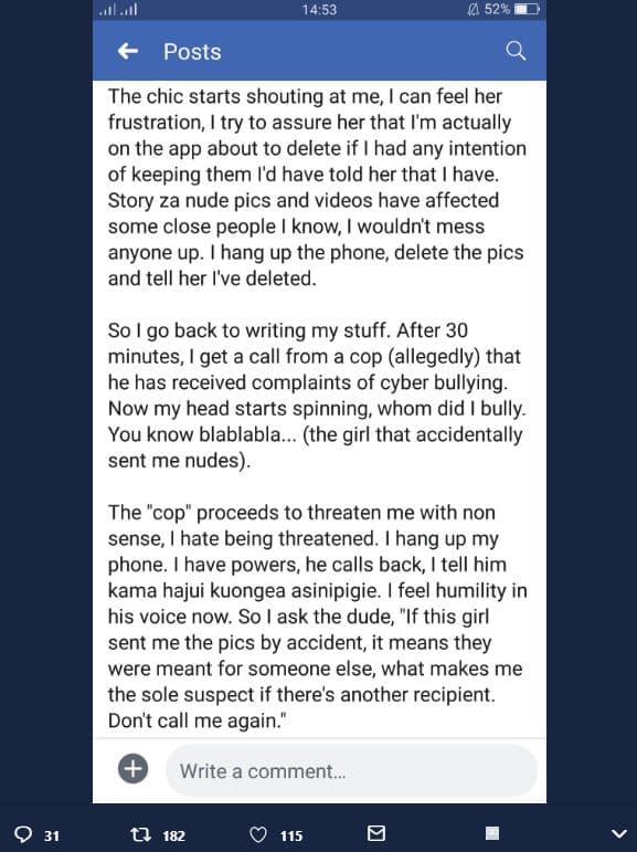 14.53 52 posts the chic starts shouting at me, can feel her frustration try to a