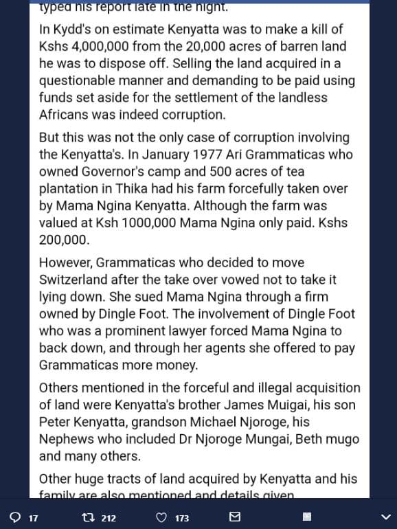 Typea nıs report iate in the hignt. kydds on estimate kenyatta was to make a kil