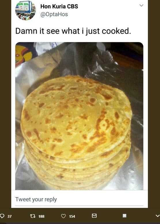 405 0il hon kuria cbs optahos damn it see what i just cooked. tweet your reply 9