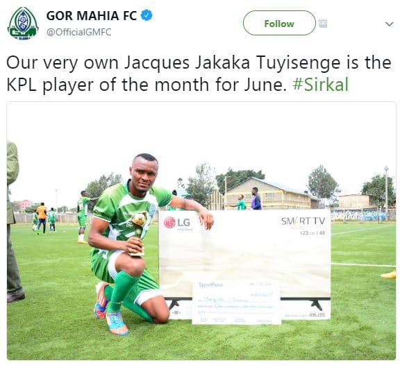 Gor mahia fc officialgmfc follow our very own jacques jakaka tuyisenge is the kp