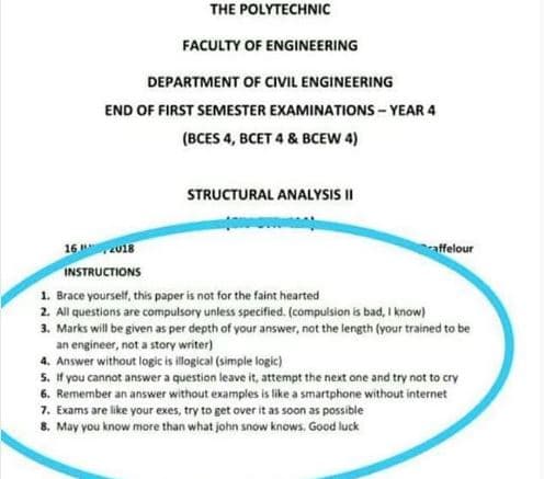 The polytechnic faculty of engineering department of civil engineering end of fi