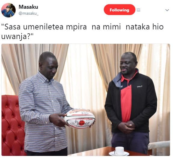 Masaku masaku_ following sasa umeniletea mpira na mimi nataka hio uwanja?