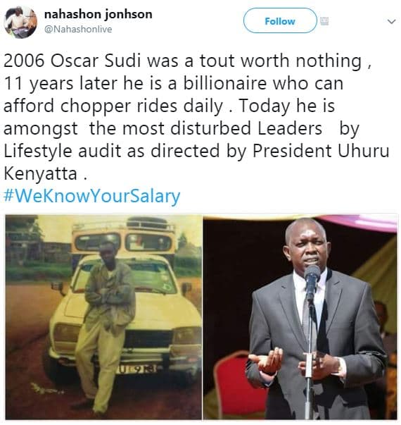 Nahashon jonhson nahashonlive follow oscar sudi was a tout worth nothing 11 year