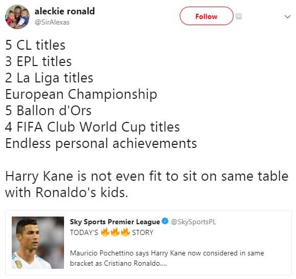 Aleckie ronald siralexas follow 5 cl titles 3 epl titles 2 la liga titles europe