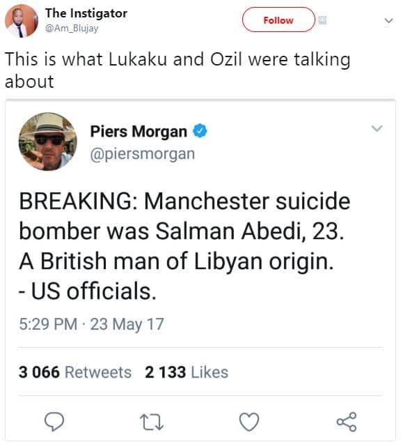 The instigator am blujay follow this is what lukaku and ozil were talking about