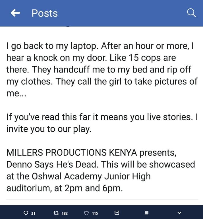 Posts g0 back to my laptop. after an hour or more hear a knock on my door. like