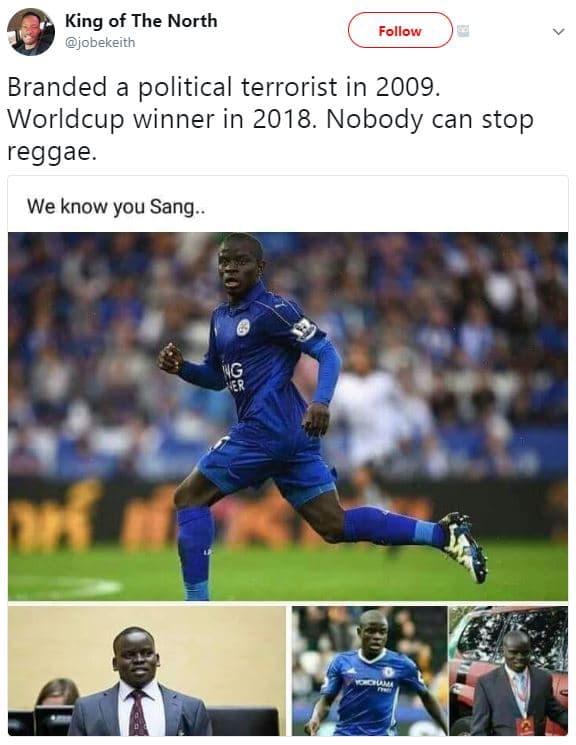 King of the north obekeith follow branded political terrorist in . worldcup winn