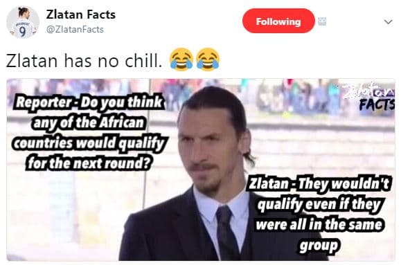 Zlatan facts zlatanfacts following zlatan has no chill. ręporter doyouchink nyof