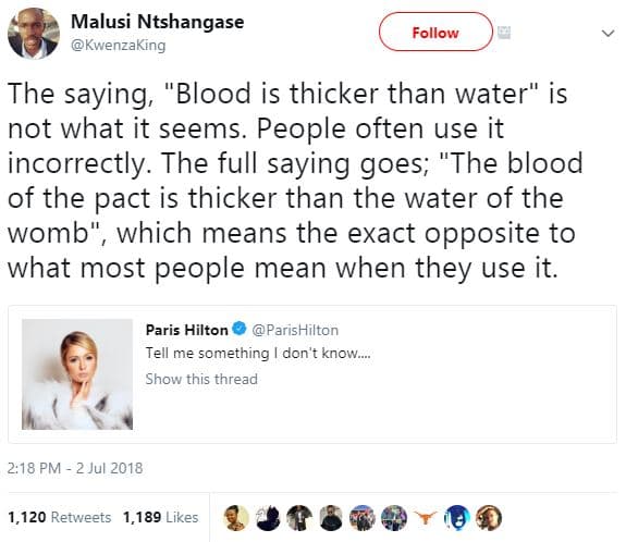 Malusi ntshangase kwenzaking follow the saying blood is thicker than water is no