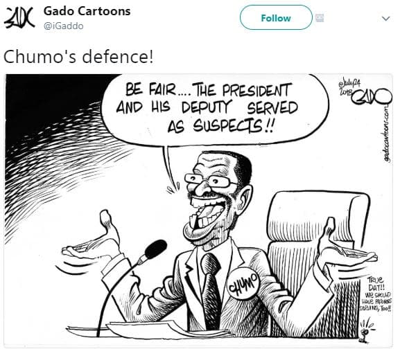 Gado cartoons akk igaddo follow chumo's defence! pe fair tae president and his d